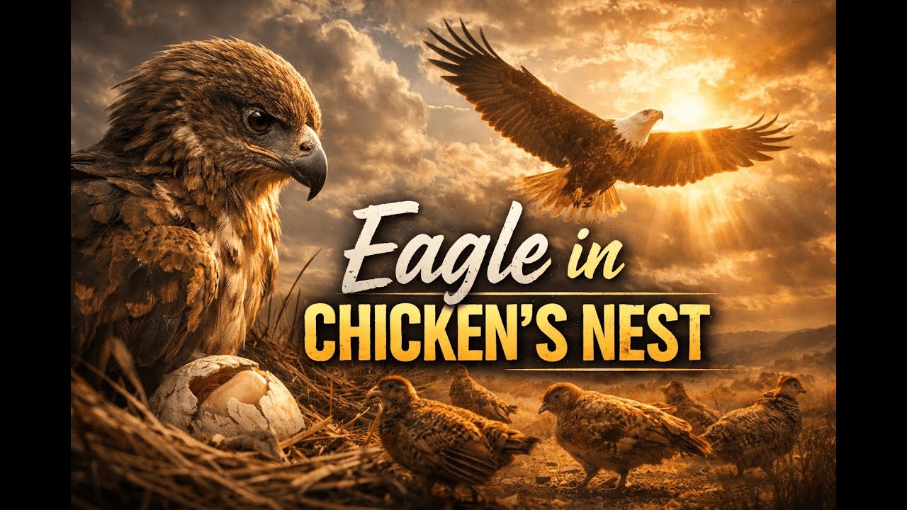 Eagle in chicken's nest