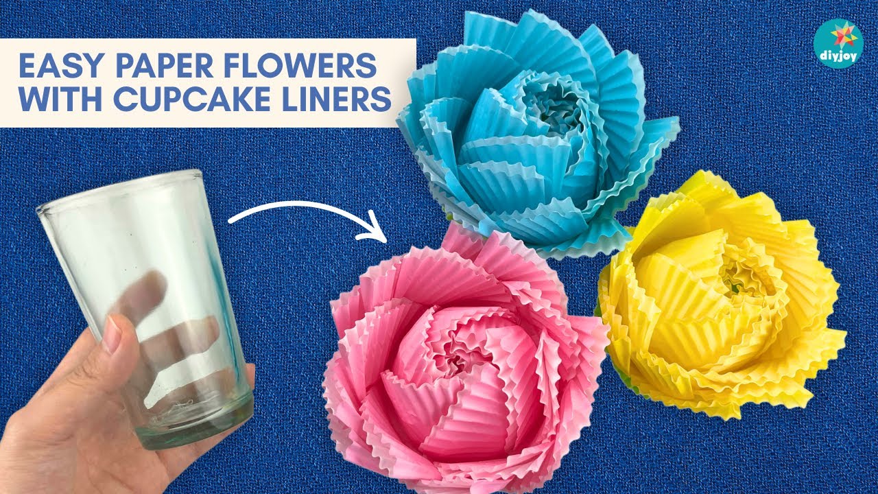 How to Make Paper Flowers Using CUPCAKE Liners | EASY Paper Crafts | Best 5 Minute  