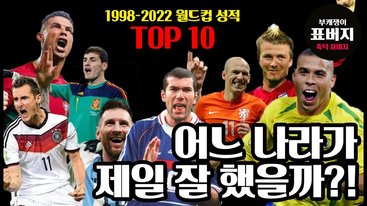 월드컵 최강 TOP 10을 알아보자! - 1998~2022 월드컵 성적 #1 (1-10위)