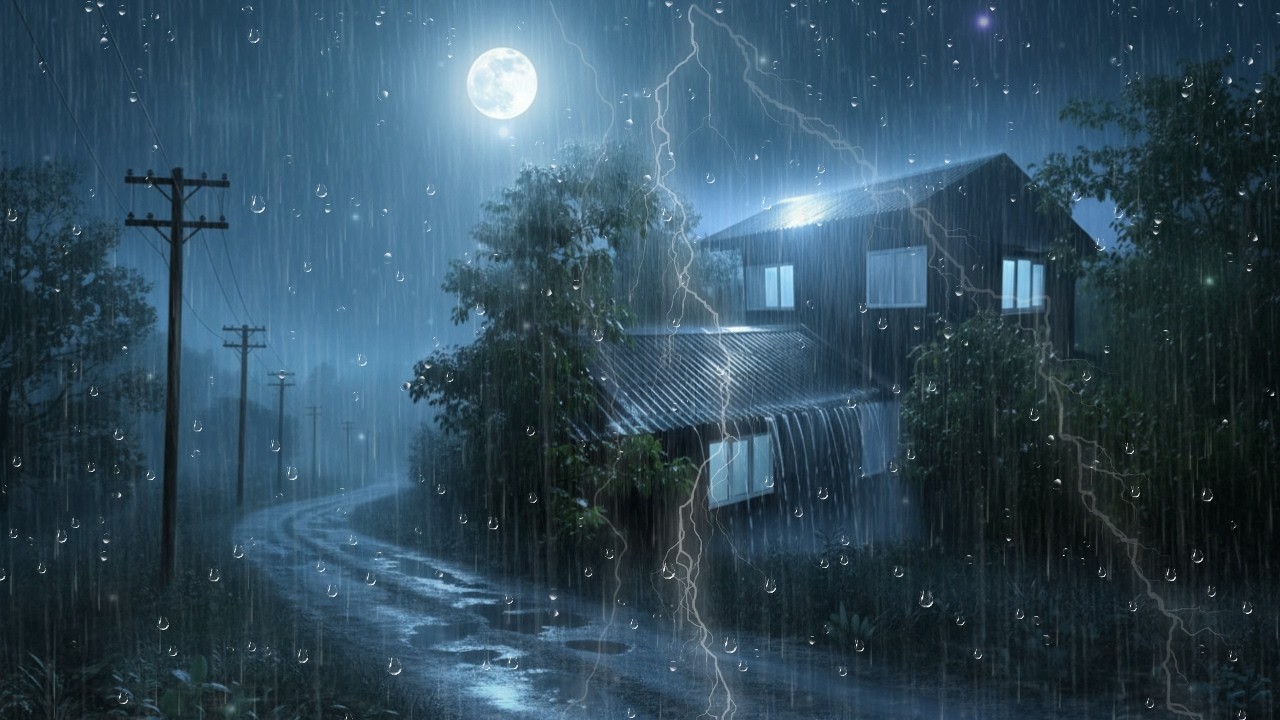 Stormy Rain Beside a Quiet House 🌧️ | Gentle Sleep Sound