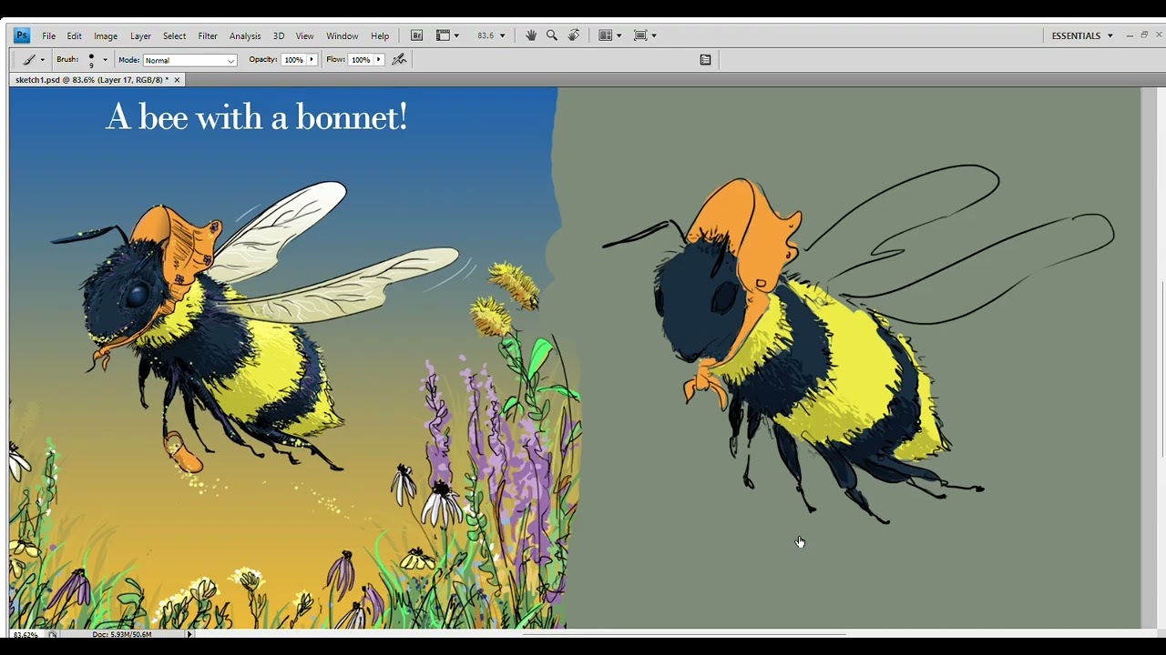 THE BOOK SHOPPE - SKETCHBOOK - BEE DRAWING