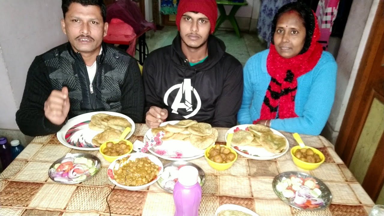 Winter Dinner with Wife & Son | Koraishutir Khasta Kochuri | Kashmiri Aloo Dum | Chana Masala |Salad