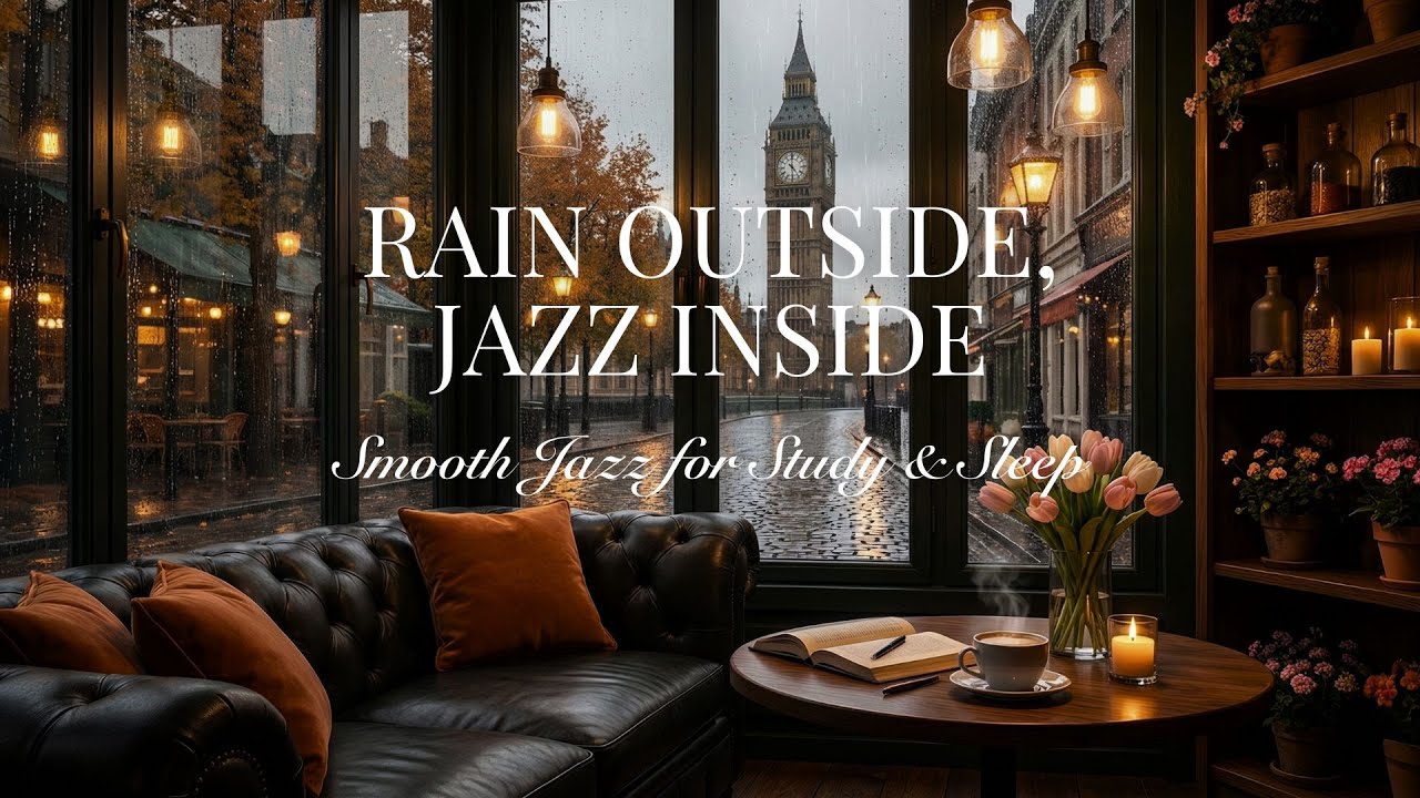 ☕ Relaxing London Coffee Shop Ambience – Jazz Piano & Rain Sounds 🌧️