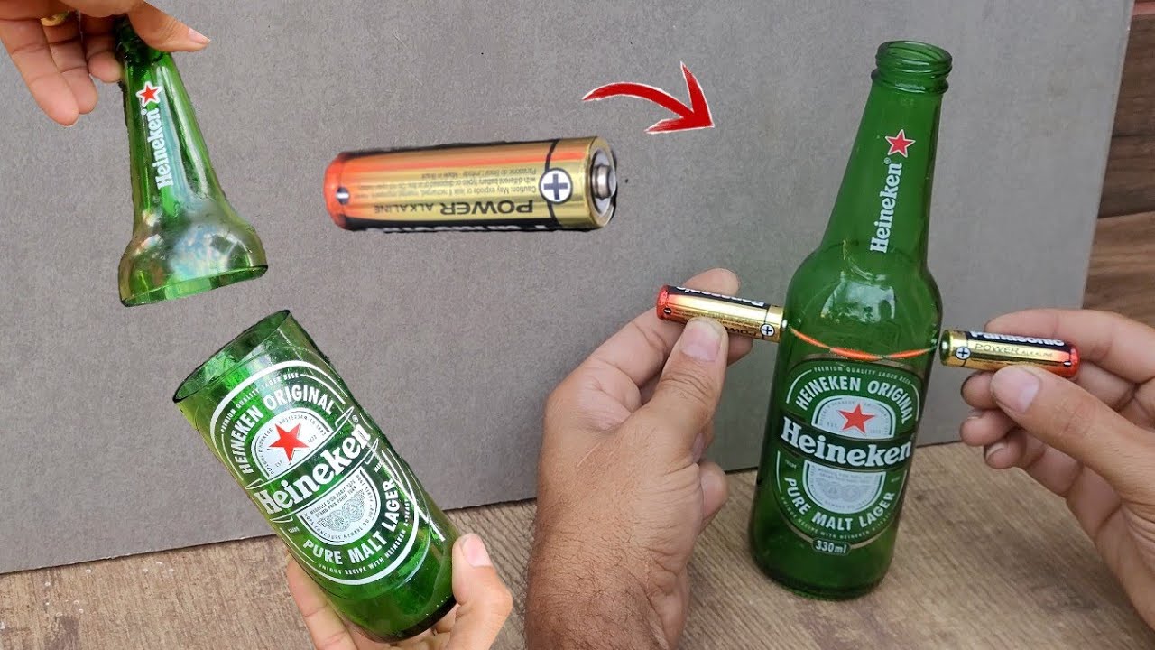 super corte perfeito com pilhas como cortar garrafa de vidro com pilhas aa simples e rápida