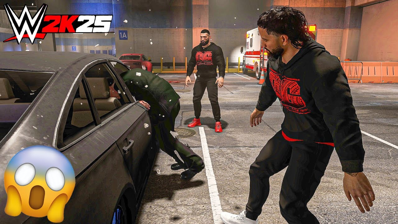 WWE 2K25 — Джей Усо и Роман Рейнс атакуют Пола Хеймана за кулисами | Геймплей