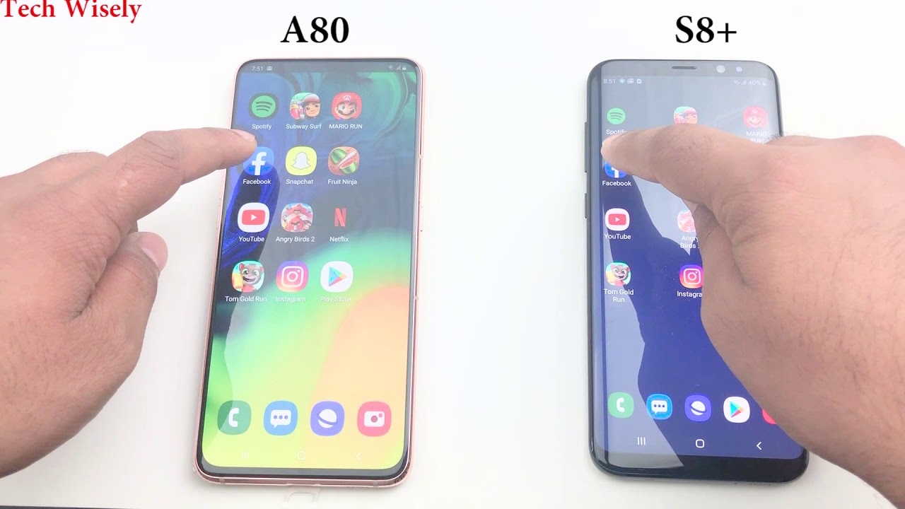 SAMSUNG A80 vs S8+ Speed & Size Comparison