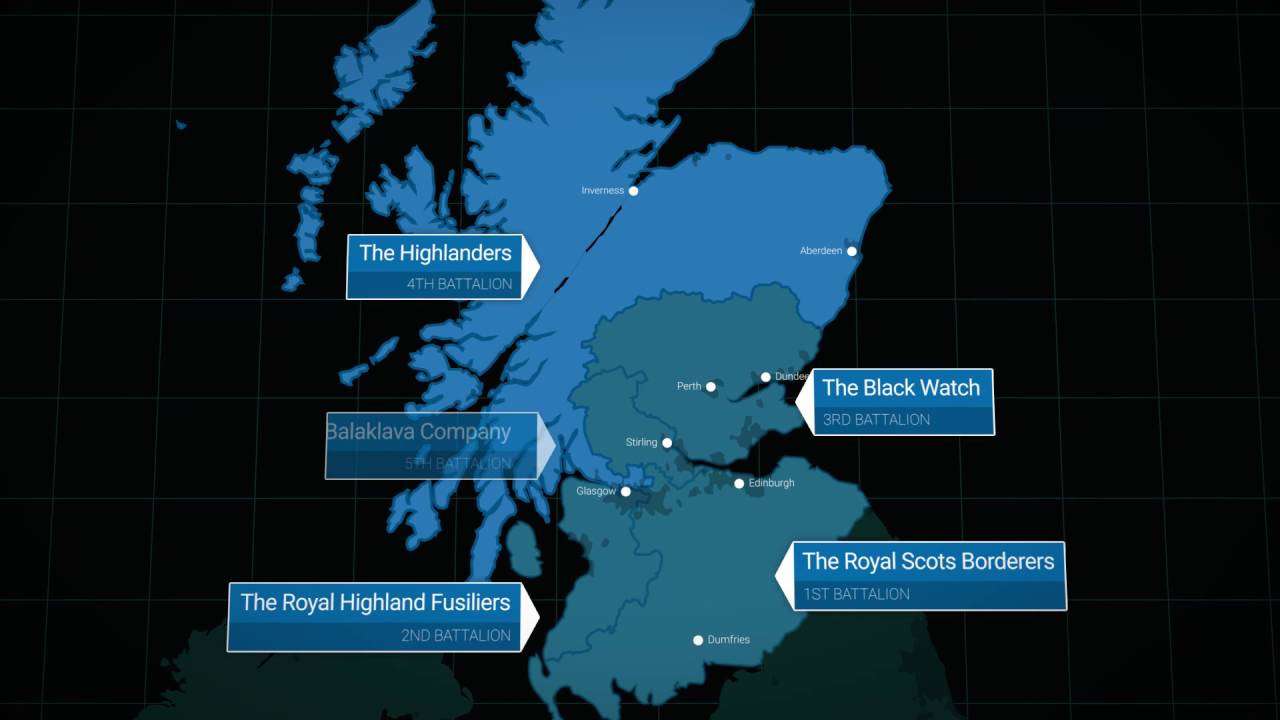 The Royal Regiment of Scotland Battalions Map