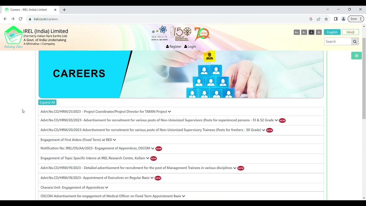 Careers  - IREL India Limited