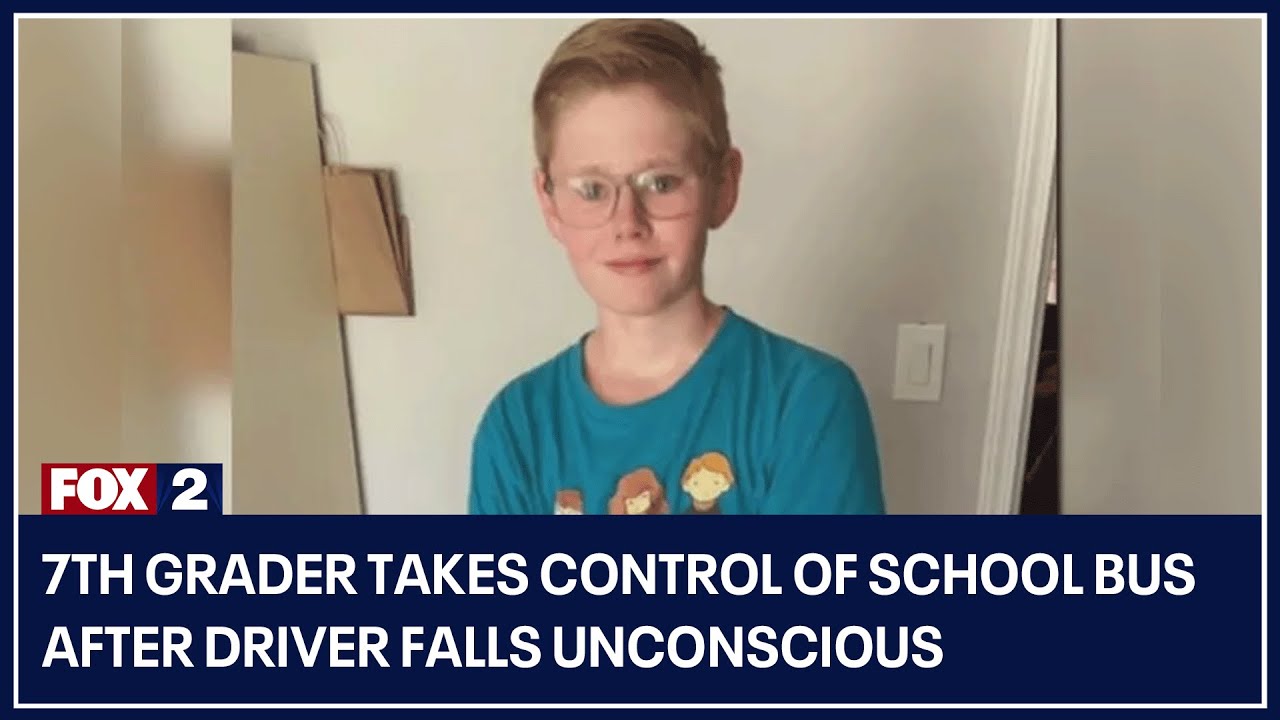 Quick-thinking 7th grader takes control of school bus after driver falls unconscious