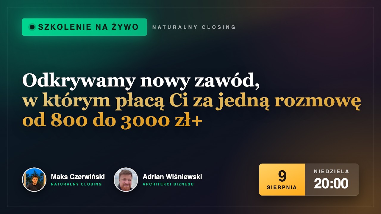 Odkrywamy nowy zaw&oacute;d, w kt&oacute;rym płacą Ci za jedną rozmowę od 800 do 3000 zł+ | NA ŻYWO 9.08, 20:00