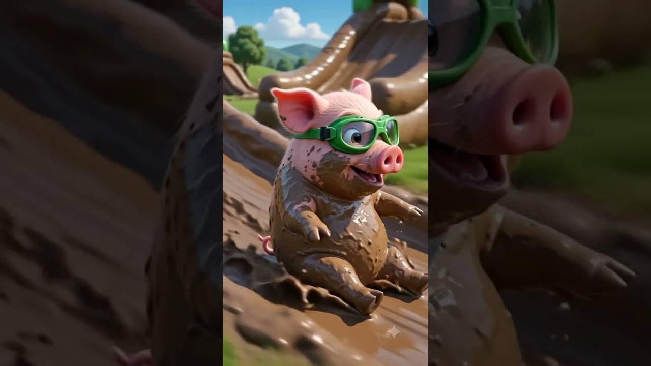 🐷💦 The Pig&rsquo;s CRAZIEST Water Slide Ride! 😂 | Funny AI Animation #Shorts
