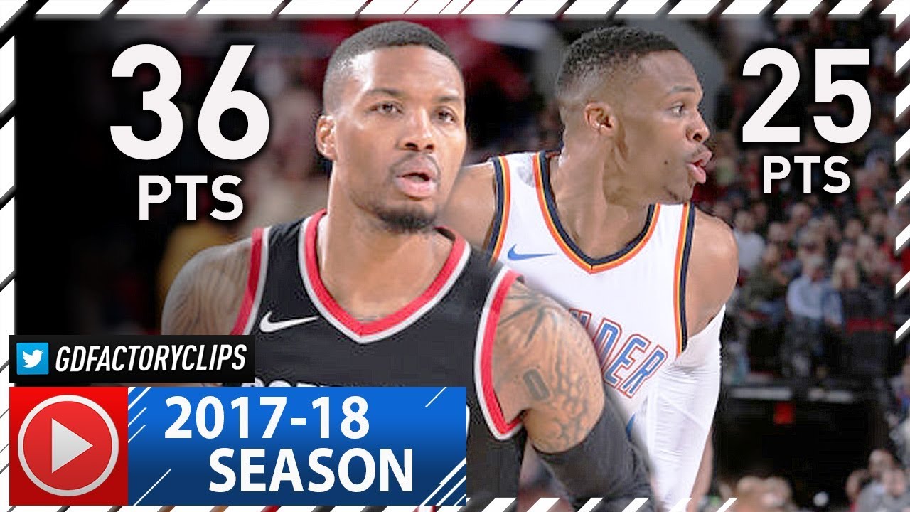 Damian Lillard vs Russell Westbrook ELITE PG Duel Highlights (2017.11.05) Blazers vs Thunder - EPIC!