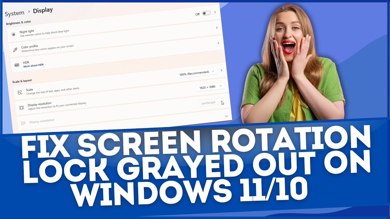 Исправление проблемы с неактивностью блокировки поворота экрана в Windows 11 или Windows 10