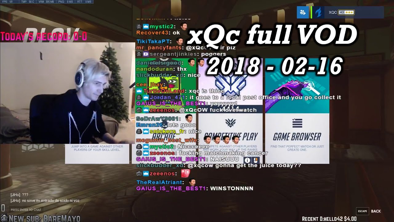 xQc VOD - 2018-02-16  •  Top250 Climb time boys