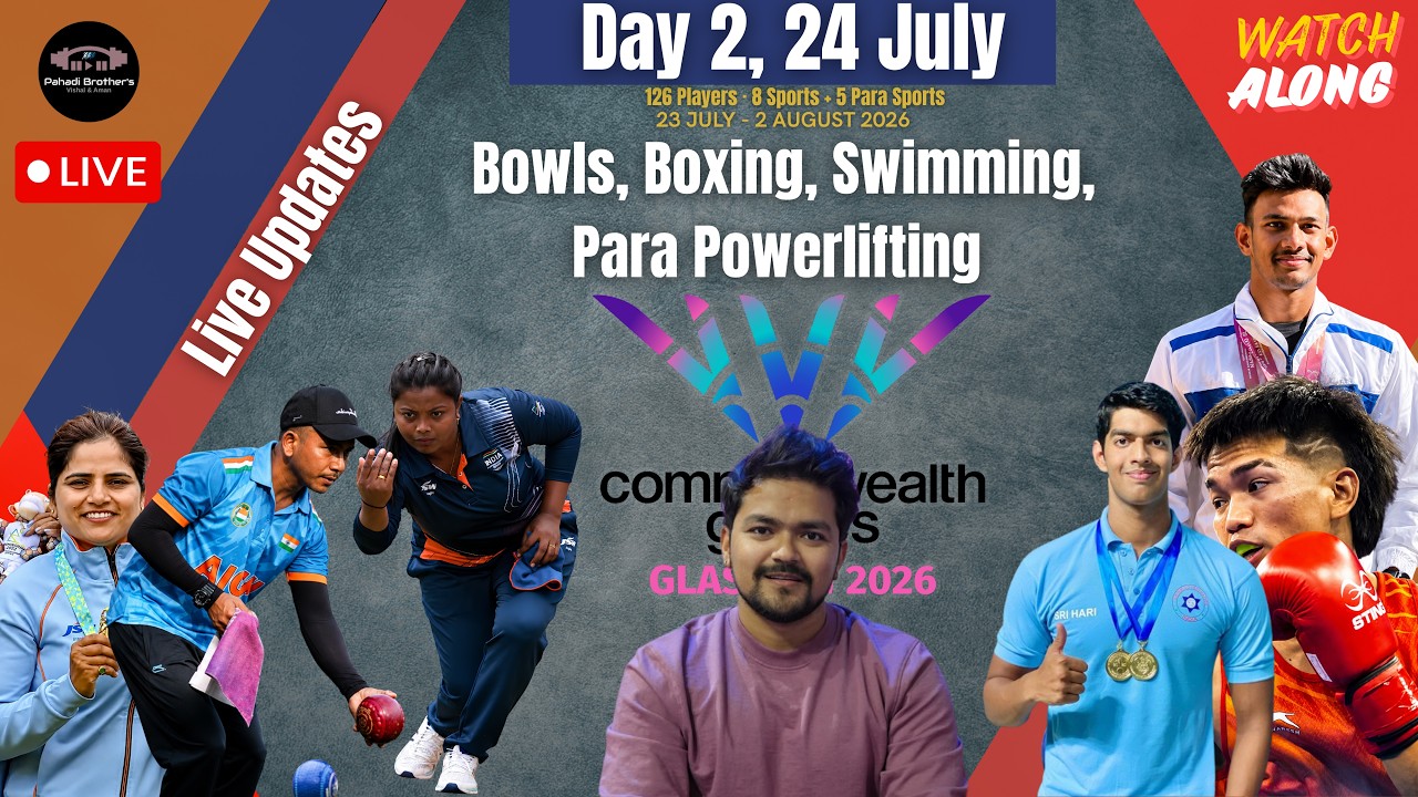 🔴 Medal Match : Commonwealth Games 2026 | Gymnastics & Lawn Bowl, Para Powerlifting | 24 July Events