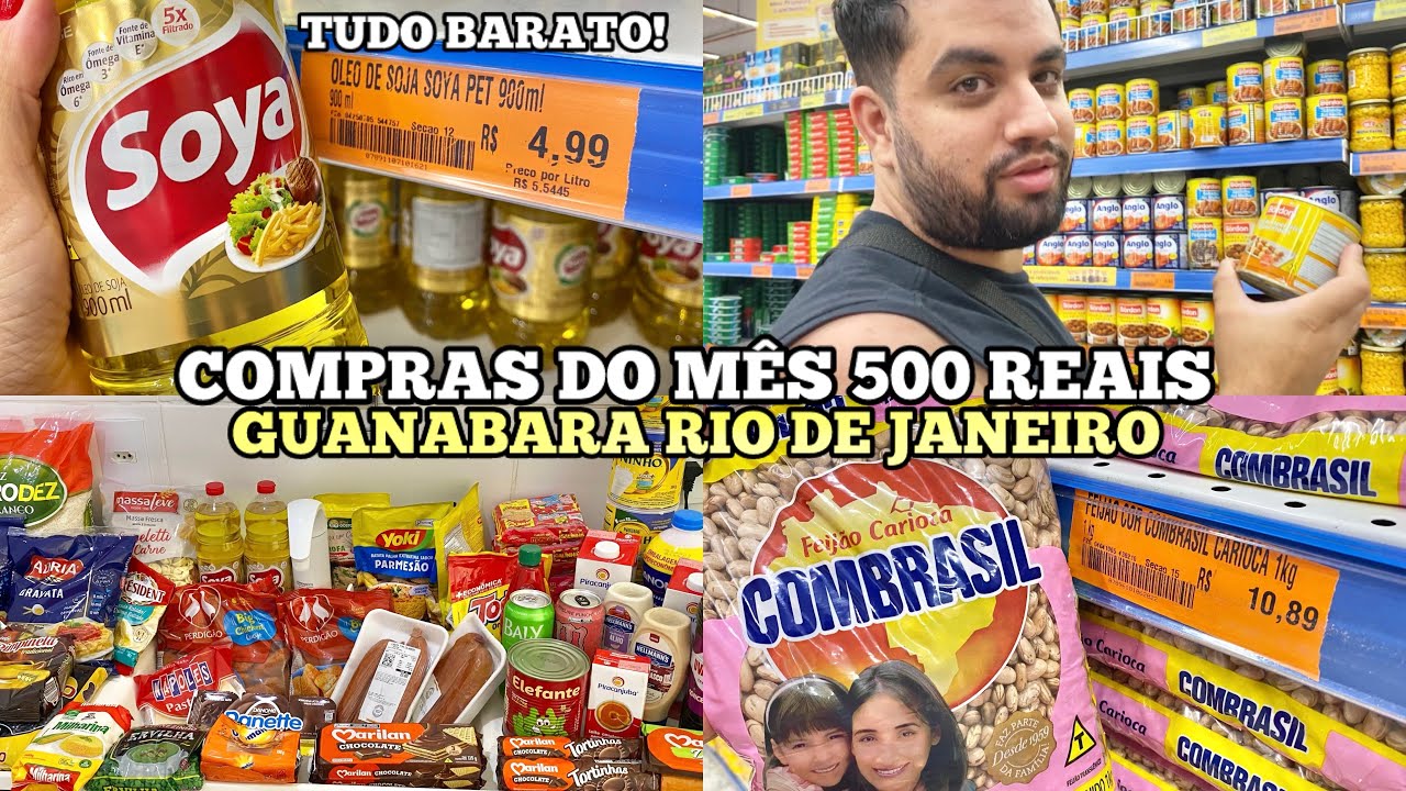 COMPRAS DO MÊS COM 500 REAIS | SUPERMERCADO GUANABARA RJ | ECONOMIZAMOS MUITO? | Caiçara e Carioca