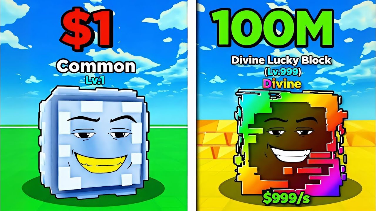 $1 vs $100M ONLY Lucky Block in Escape Tsunami! 