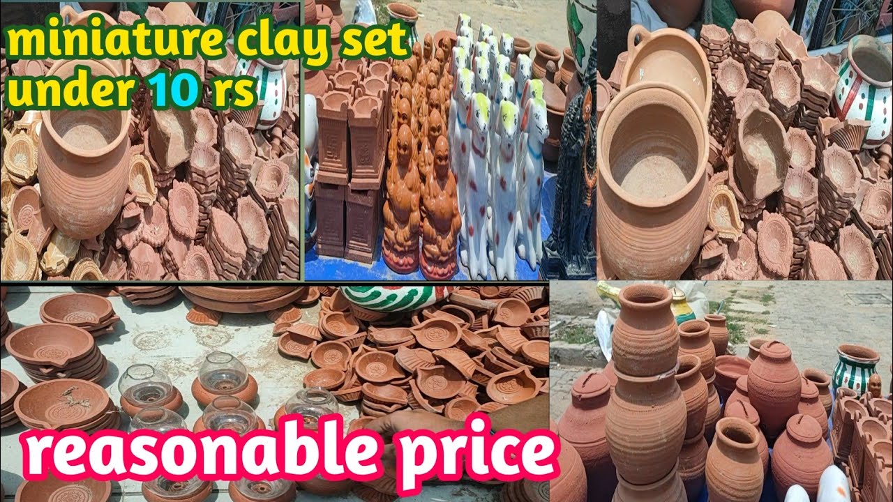 Clay kitchen items|miniature real cooking set|clay items shopping|low price avalilable