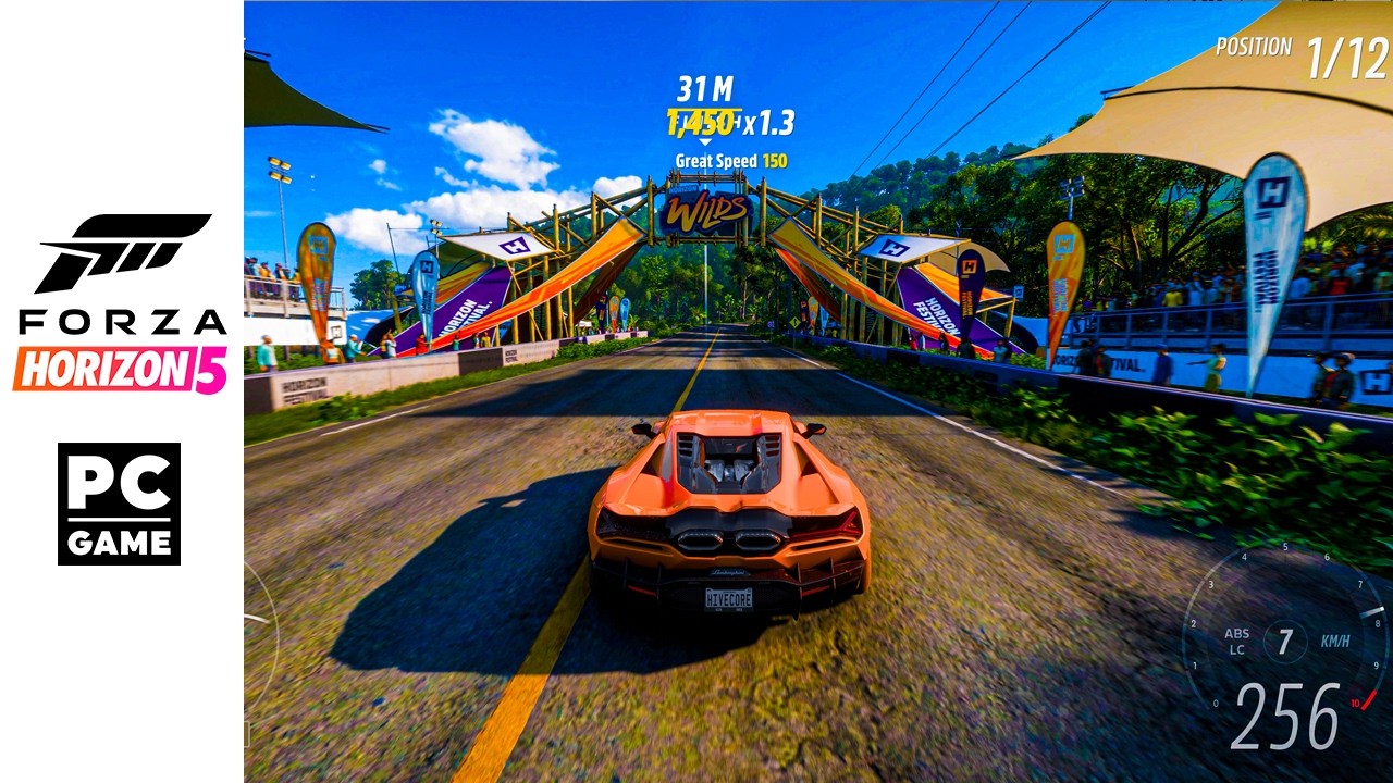 Orange Lambo Track Rush – “Great Speed” at Horizon Wilds in  #forzahorizon5 #shorts #shortsfeed
