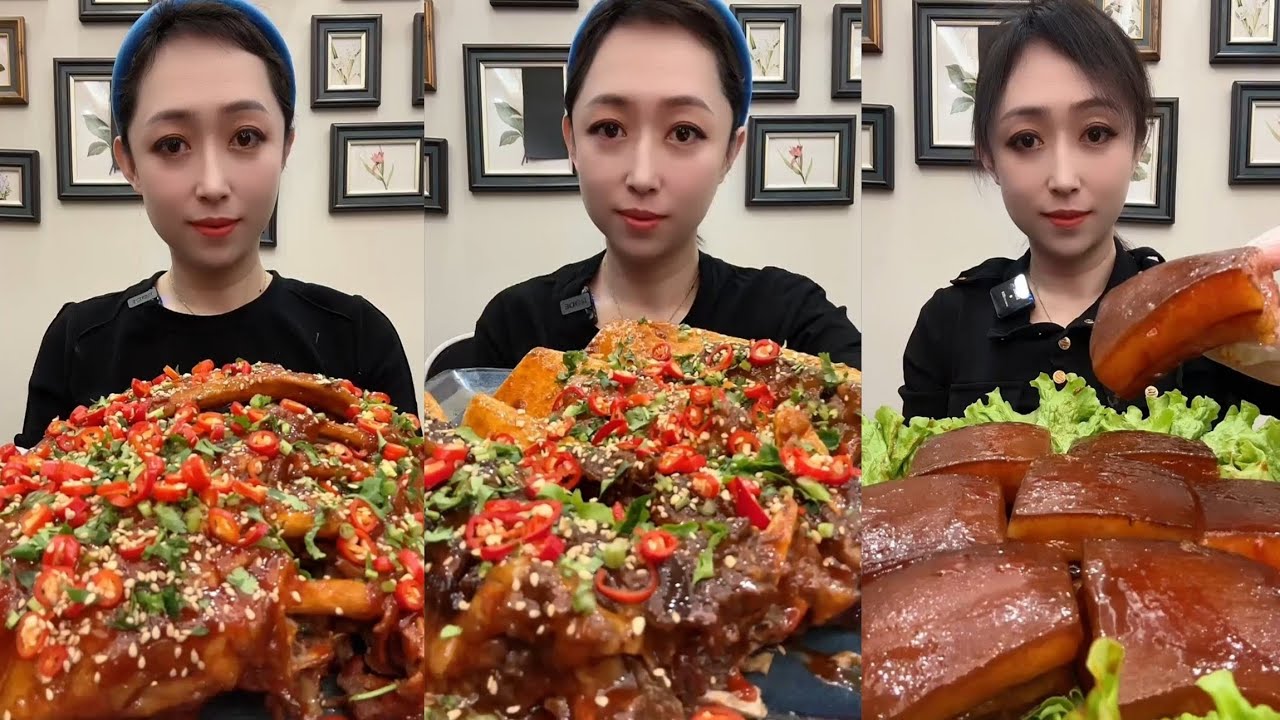 Mukbang #42:Eat spicy 🥵 braised pork belly rib belly #mukbang #yummy #delicious 