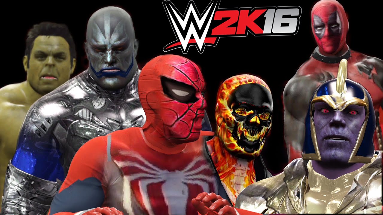 Apocalypse vs Thanos vs Hulk vs Spiderman vs Ghost rider vs Deadpool - WWE 2K16