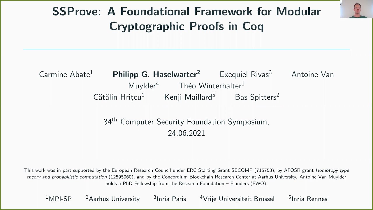 SSProve: A Foundational Framework for Modular Cryptographic Proofs in Coq (CSF 2021)