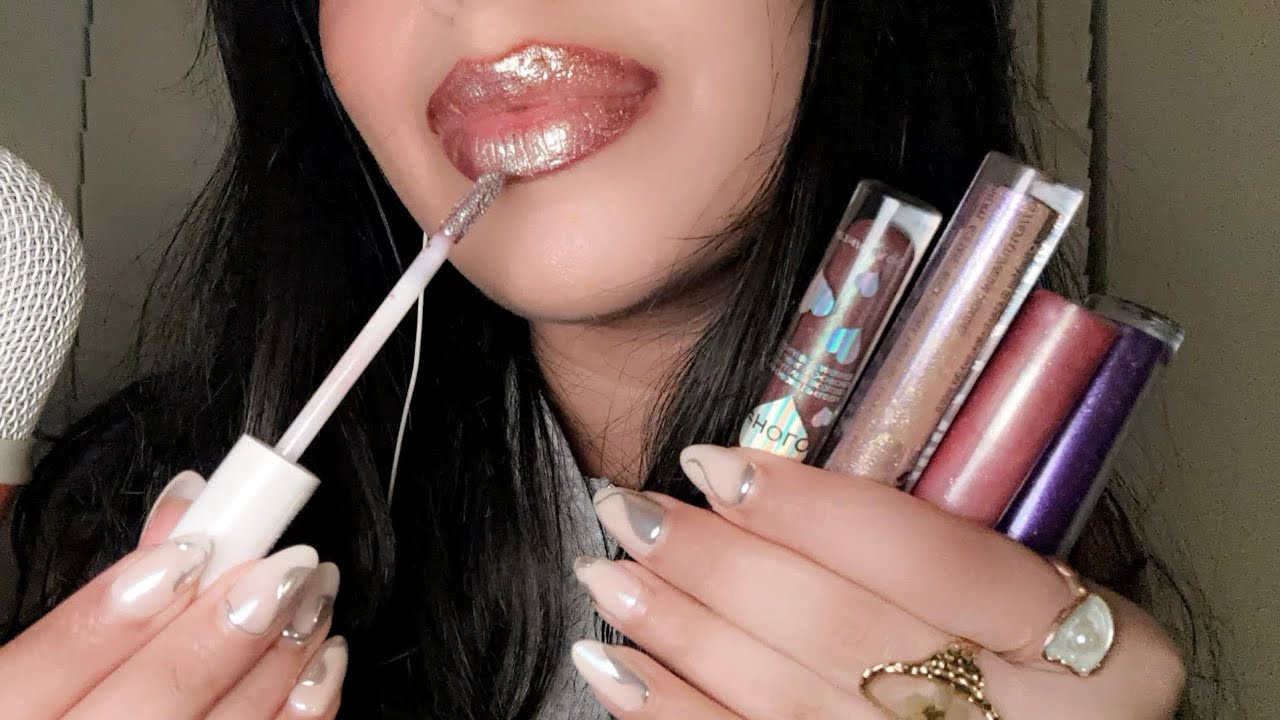 ASMR~ TINGLY Glitter Lipgloss Application, Mouth Sounds, Tapping & Clicky Whispers ✨