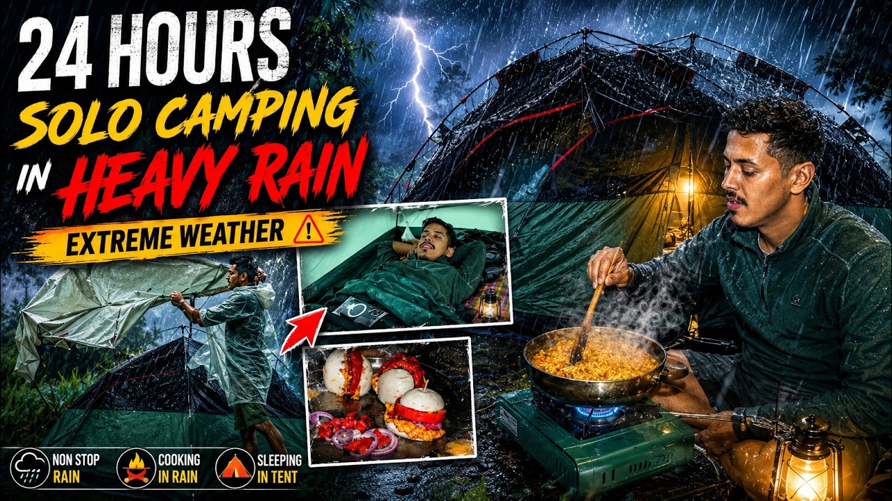 Stuck Alone in Heavy Rain 🌧️ | Extreme Solo Rain Camping in Mountains | Unknown Dreamer 