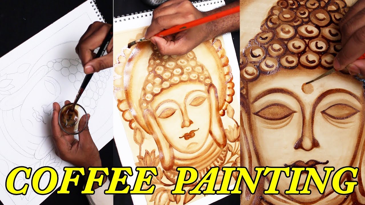 Buddha Drawing Coffee Painting | How to Draw Lord Buddha 2 Drawing Step By Step | My Creative Hub