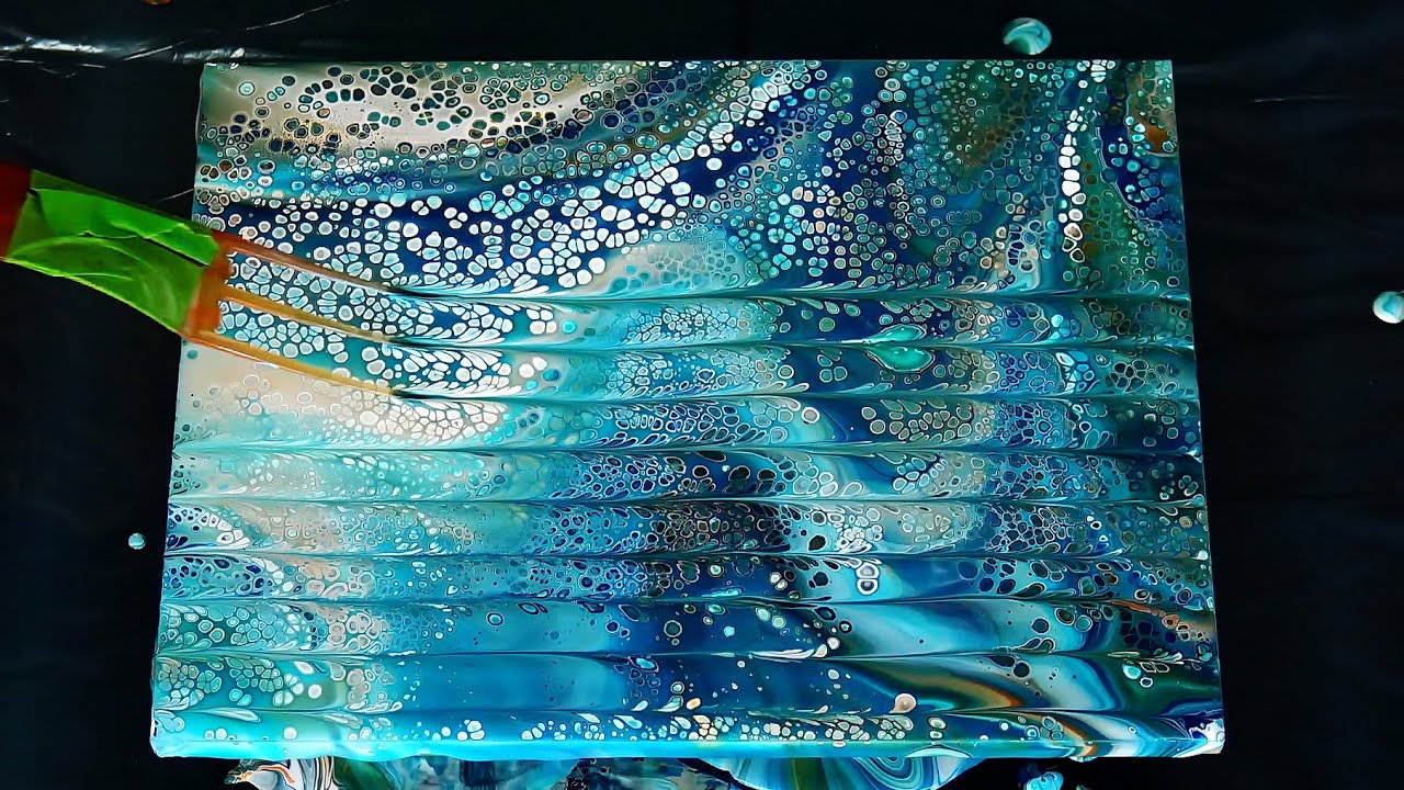 (742) Acrylic pour COMB SWIPE ~ Flip and drag ~ Fluid painting with cells ~ Satisfying art video