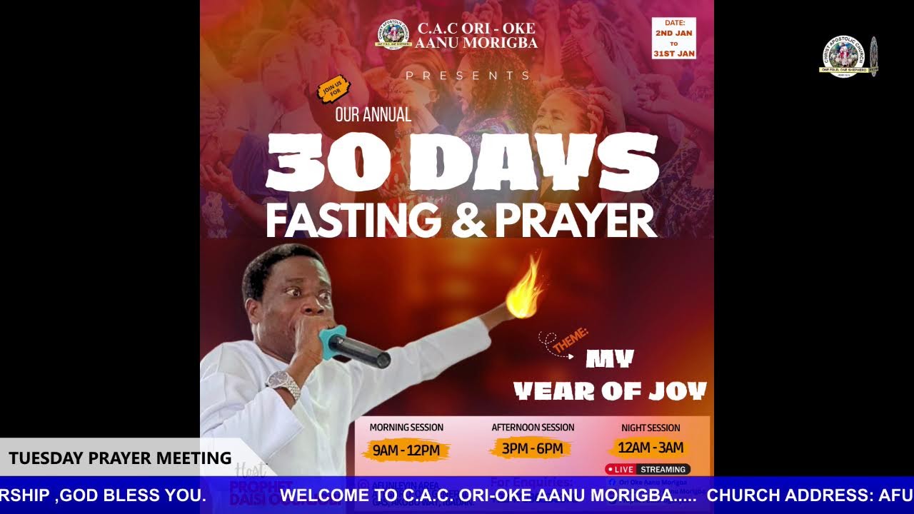 TUESDAY INTERDENOMINATIONAL PRAYER MEETING // 27TH JAN; 2026.