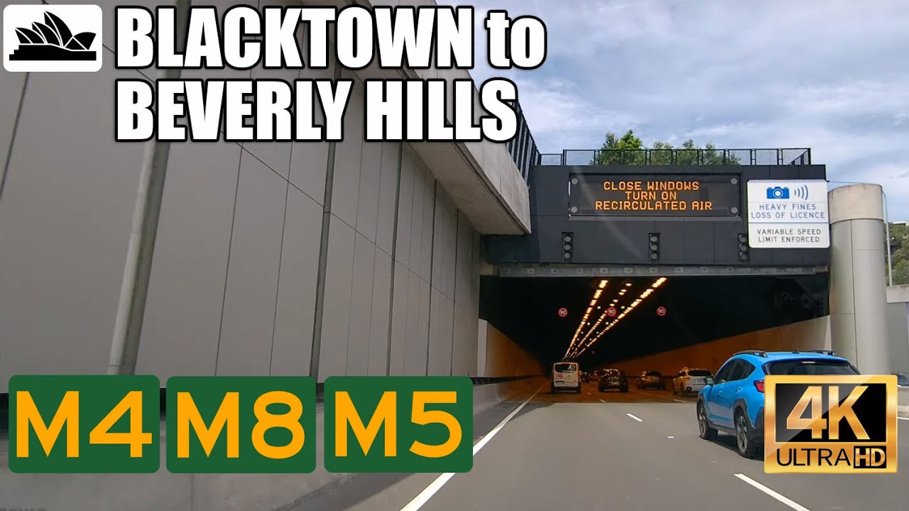4K Sydney drive: Blacktown to Beverly Hills via M4, M8, M5 & A3