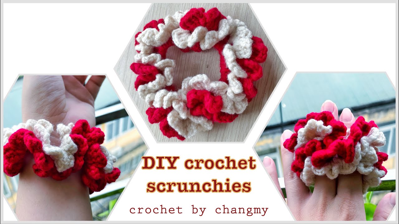 167. DIY crochet scrunchies | Hướng dẫn móc dây buộc (cột) tóc xen màu xinh xắn | by changmy