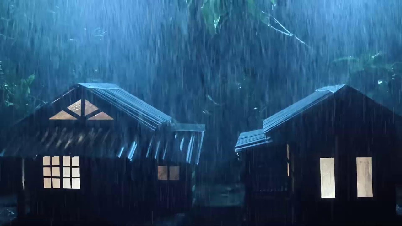 No Ads Rain Sounds for Sleeping - ASMR Wild Night Rain on Tin Roof for Severe Sleep Disorder #111
