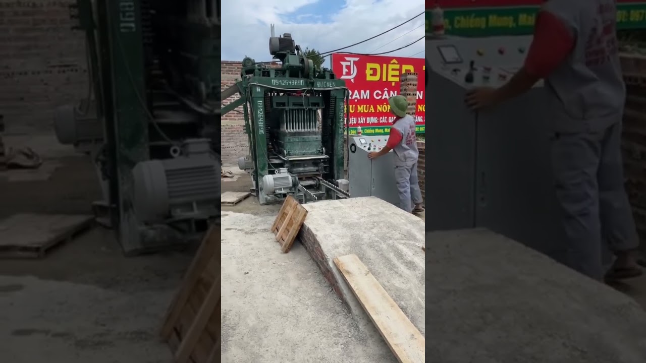 Máy ép gạch tự động hoàn toàn khuôn 18 viên.#gachblock #machine