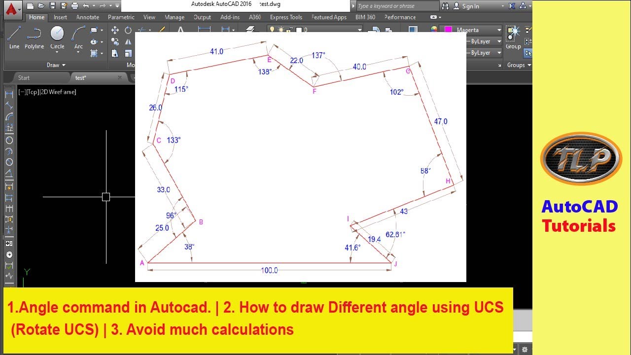 Line With Angle in autoCAD | How to draw Line with angle | angle command in autocad