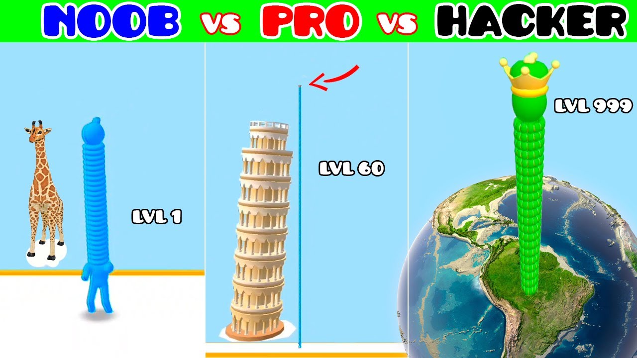 NOOB vs PRO vs HACKER in Long Neck Run 🗼 ULTRA HEIGHT my HERO!
