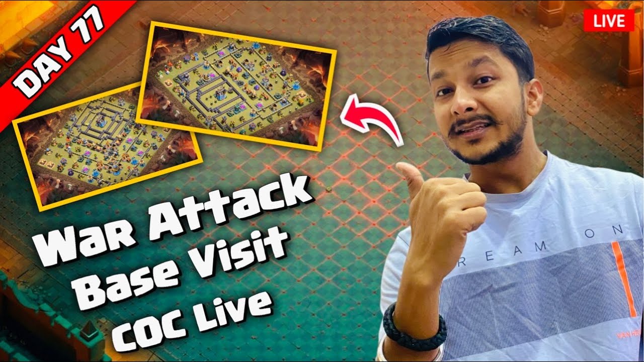 Day 77 Clash of Clans Live 🔴 TH18 War Attack | Clan Rush Event | Base Visit | COC Live