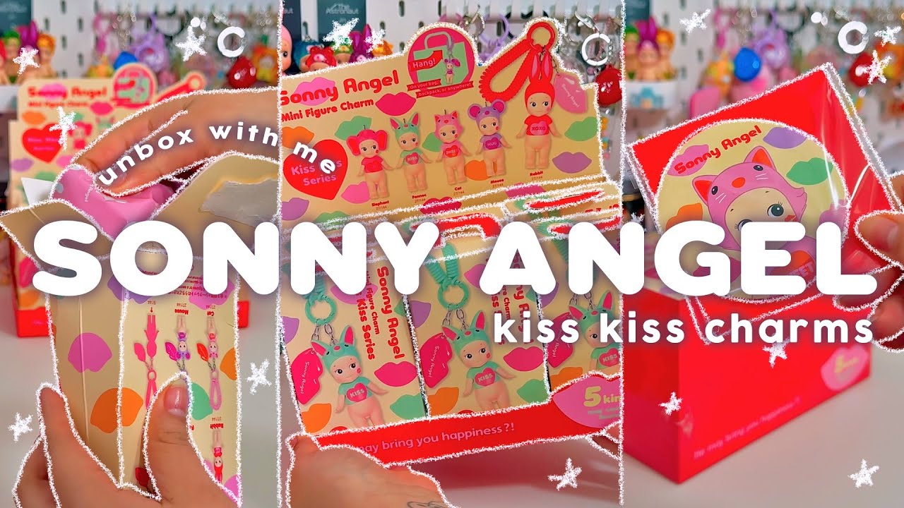 unboxing sonny angel kiss kiss charm series + tote bag + freebie | full set ❤️💋💌