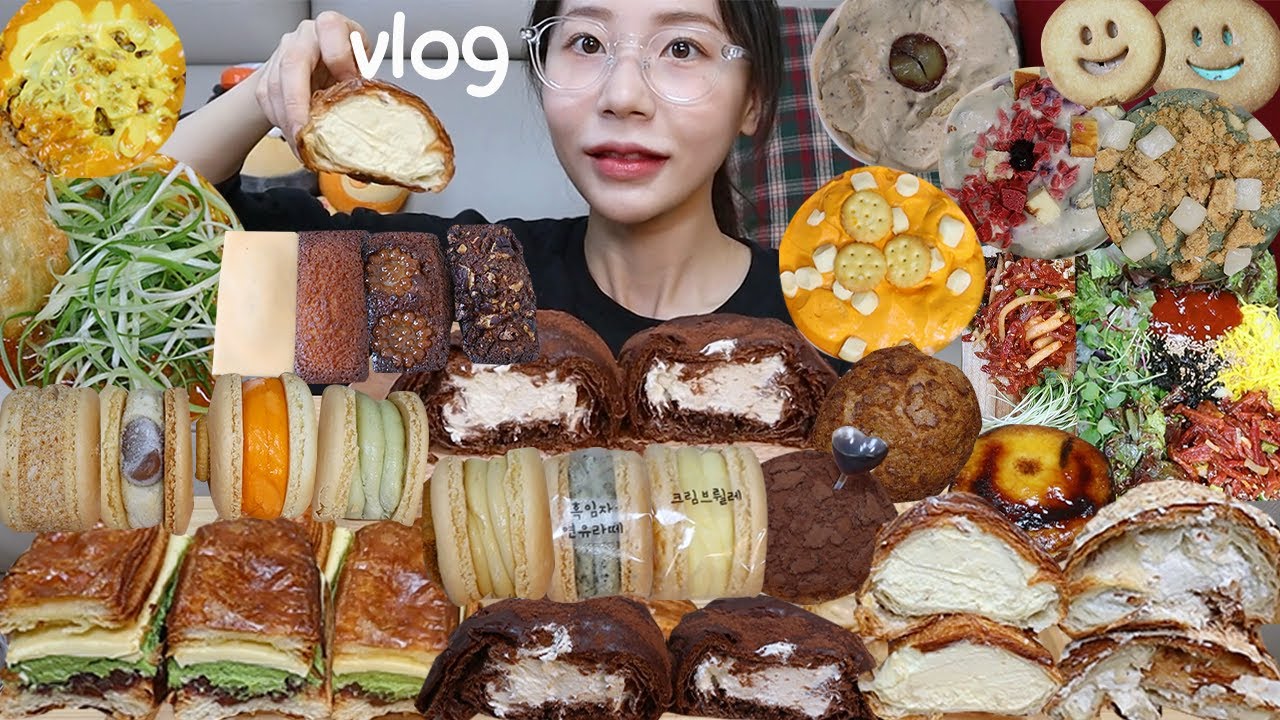 먹방 브이로그) 아이디어스 디저트를 잔뜩 주문했어요🎂 (디저트 먹방, 윤카롱, 라푀유크로와상, 스끄젬므제과, 슈브제, 봉스디, 바닐라멜로우, 청년다방, 택배디저트)