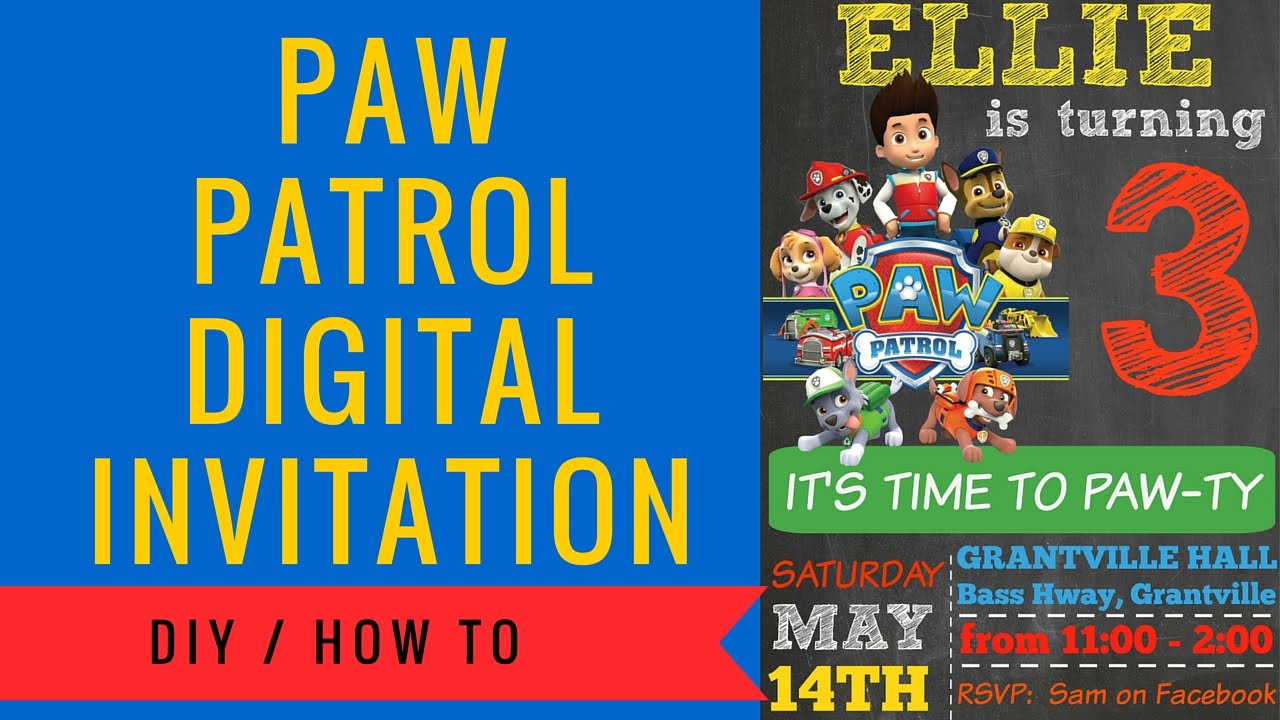 Paw Patrol Digital Invitation How to make | Includes FREE Clipart