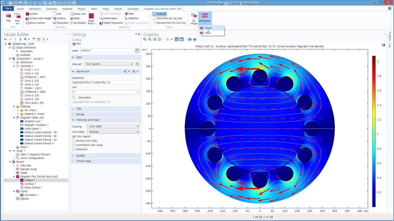 Rotating field simulation for Single Phase Induction Motor using COMSOL
