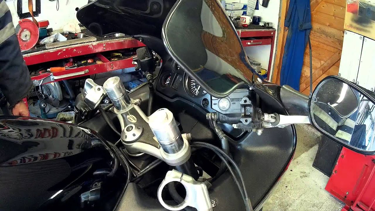 honda blackbird front forks removal