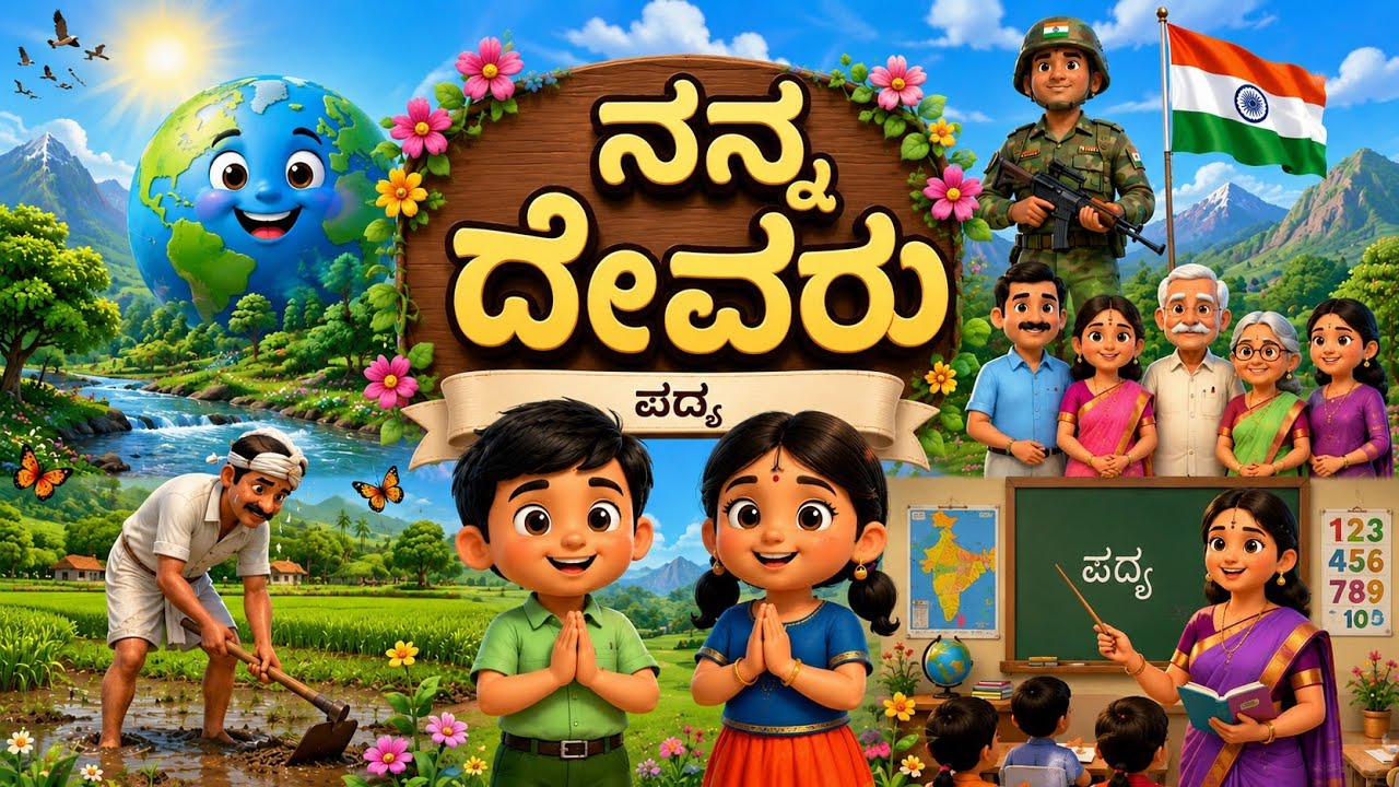 🙏😍ನನ್ನ ದೇವರು (ಪದ್ಯ) |2ನೇ ತರಗತಿ ಕನ್ನಡ🌍✨|3D Cartoon Animation|ಮಕ್ಕಳ ಕನ್ನಡ ಪದ್ಯ📚#cartoon#education#kids