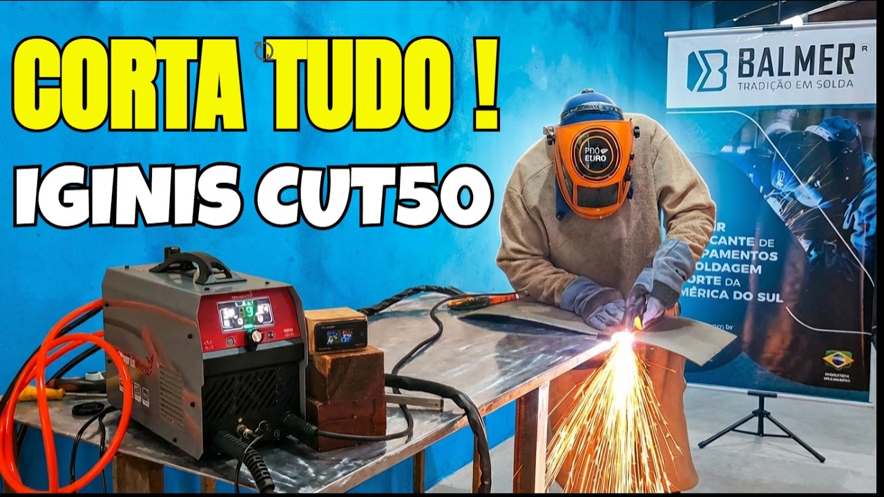 USANDO UM CORTE PLASMA INDUSTRIAL COM EXTENSÃO DE 2,5MM COM COMPRESSOR DE 50L  !
