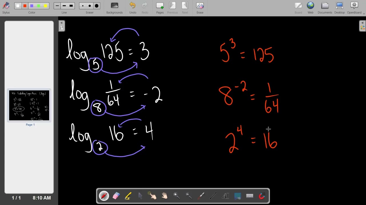 Evaluating simple logarithms