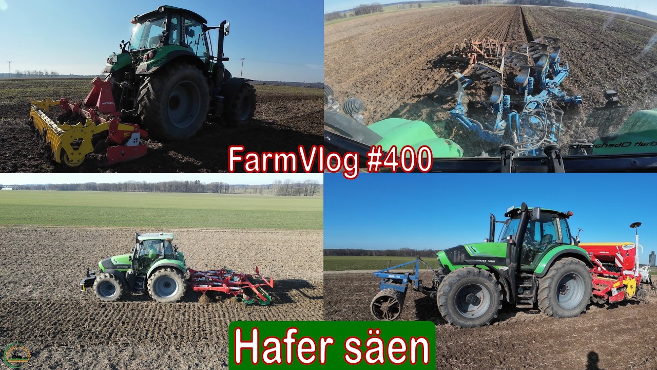 Farmvlog #400: Scheiben, Mist streuen, Pfl&uuml;gen, Grubbern, S&auml;en | Volles Programm