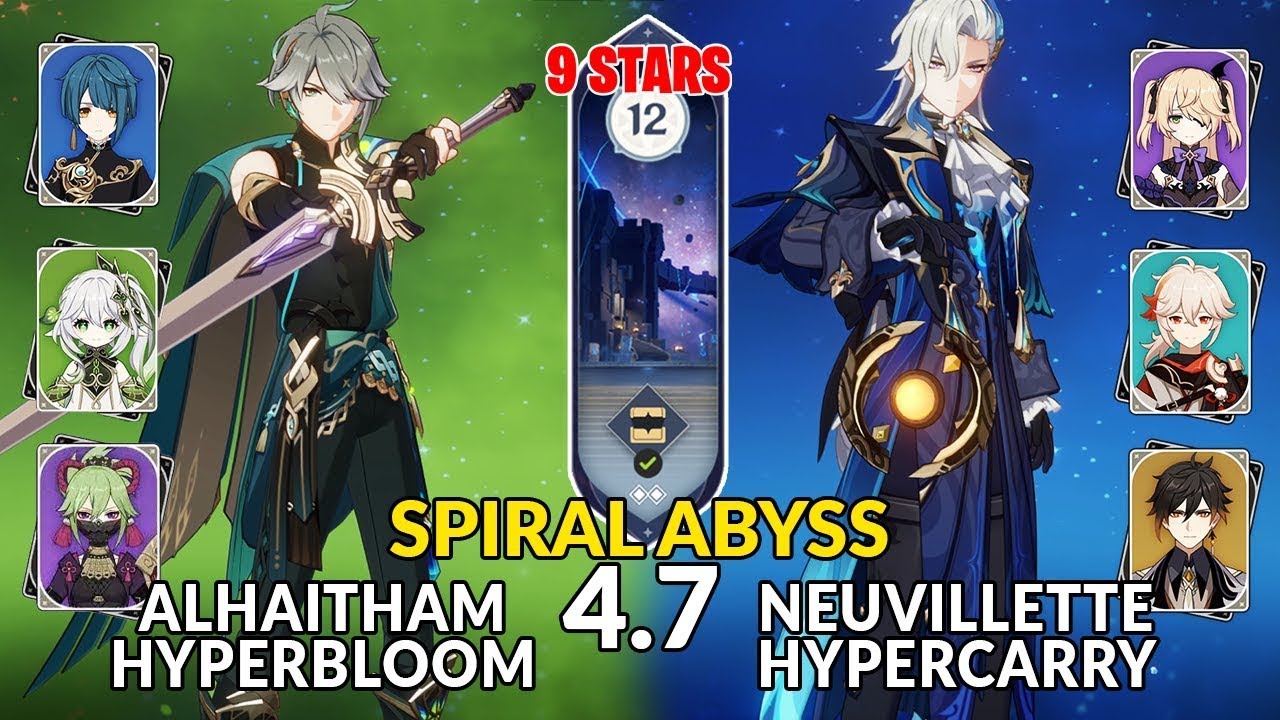 4.7 Spiral Abyss│Alhaitham Hyperbloom & Neuvillette Hypercarry | Floor 12 - 9 Stars | Genshin Impact