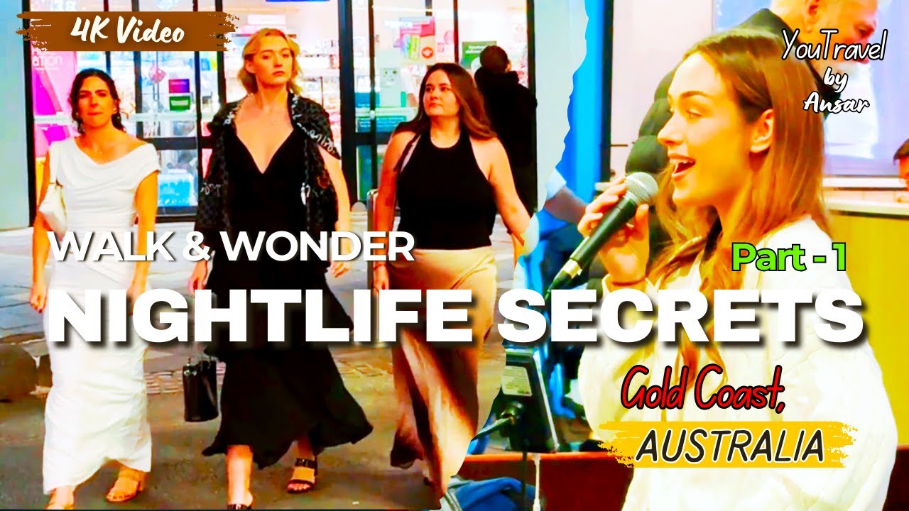 Nightlife Secrets of Cavill Avenue 🌙 | Street Singers & Night Walk to Gold Coast Beach.