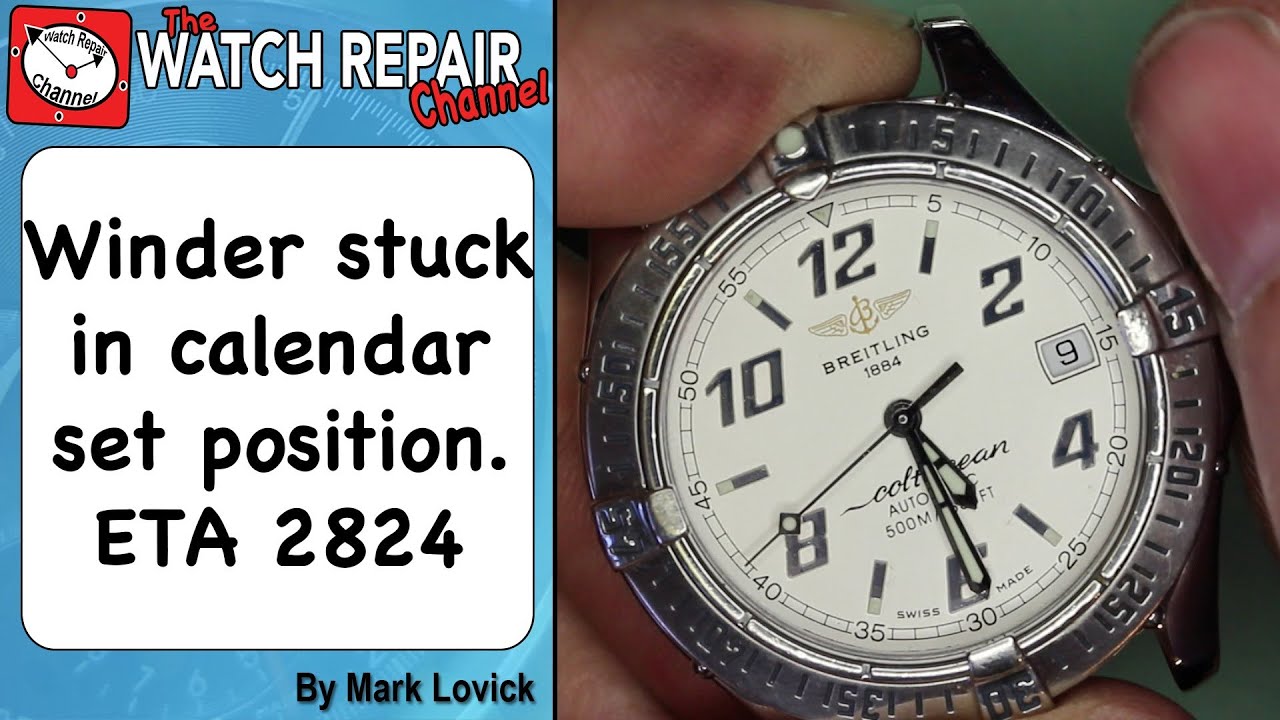 ETA 2824 - Winder stuck in calendar position. How to fix. Watch Repair Tutorials